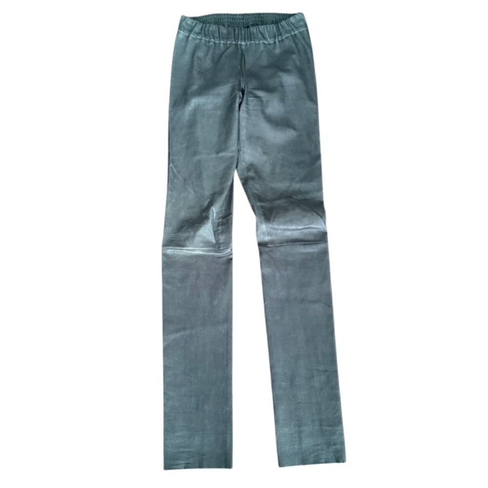 SYLVIE SCHIMMEL Genuine Lamb Leather Elastic Waistband Skinny Trousers 40